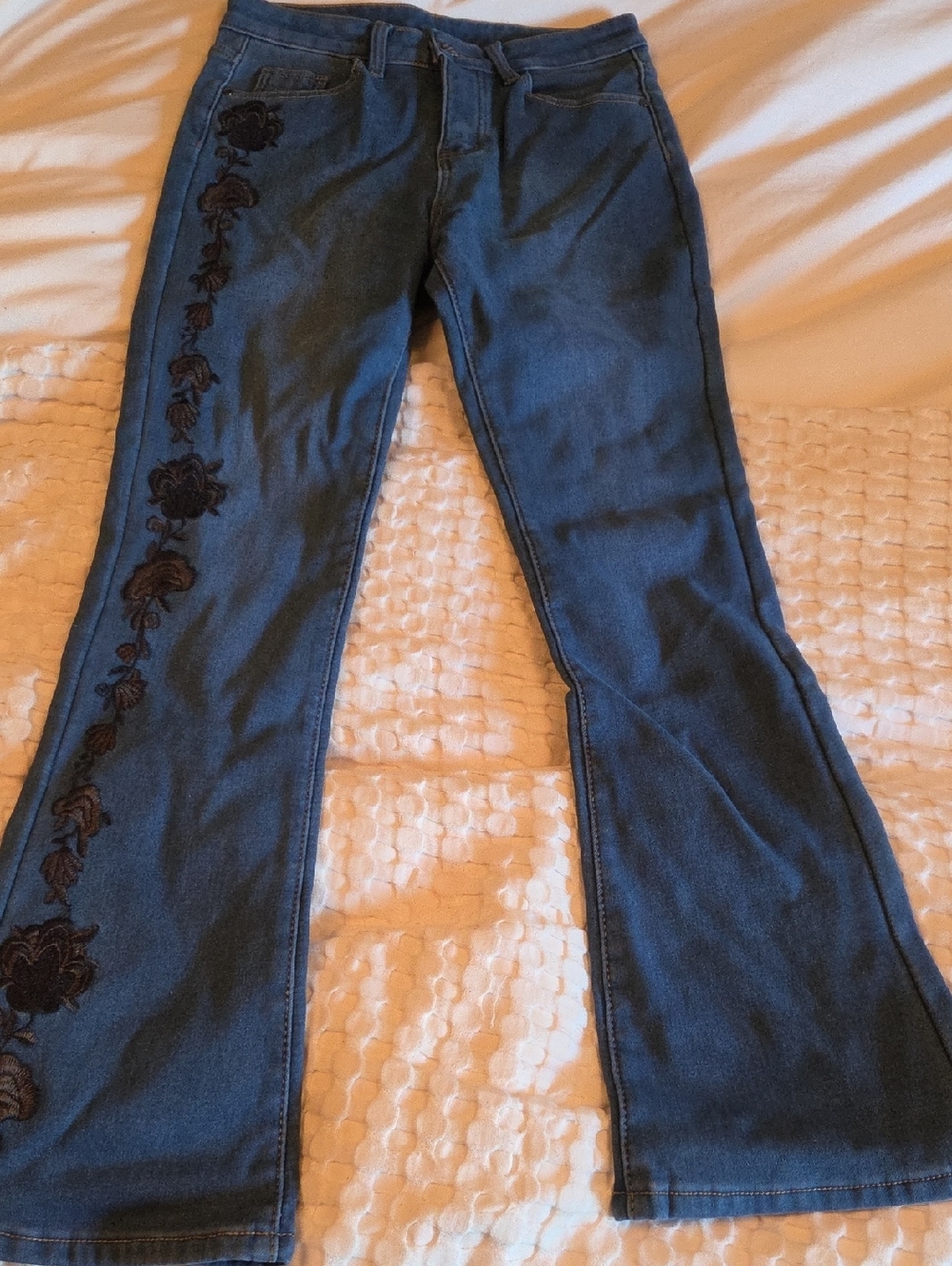 Dark Blue Women’s Embroidered Bootcut Jeans
